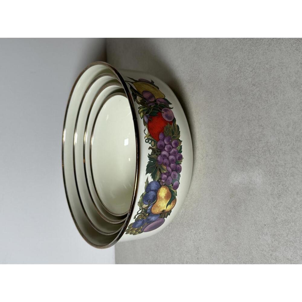 VTG Concord China Fruit Enamel Nesting Mixing Bowls Set of 4 Retro Kitchen